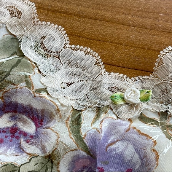 Vintage Slip Dress Belle Soiree Lingerie Nightie Floral Satin Romantic Lace - Picture 6 of 15